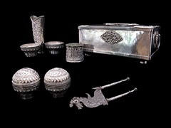 colonial silver Sirih casket set colonial silver Sirih casket set